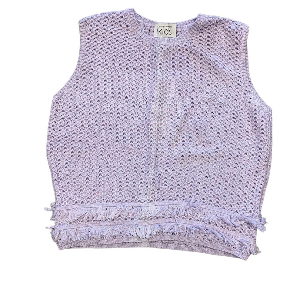 Autumn Cashmere Kids Sleeveless Fringe Tank Sweater 14 NWT